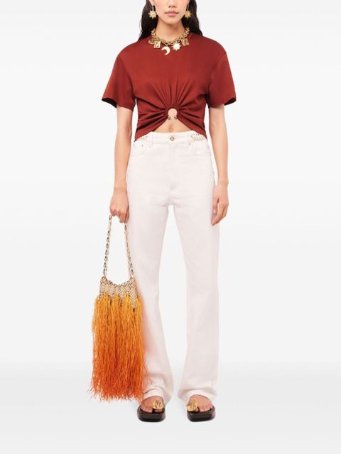 Rabanne paillette-embellished flared jeans - White