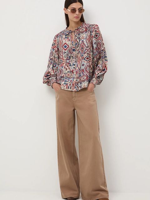 Medicine jeansy bawełniane kolor brązowy