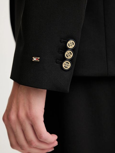 Tommy Hilfiger marynarka z dodatkiem wełny kolor czarny jednorzędowa gładka WW0WW46662