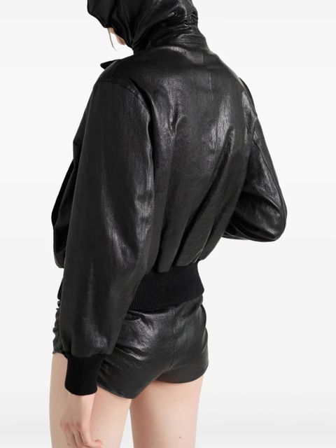 Prada hooded leather jacket - Black