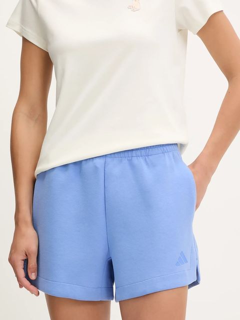 adidas szorty All SZN damskie kolor niebieski gładkie high waist JV9878 - zdjęcie produktu nr 1