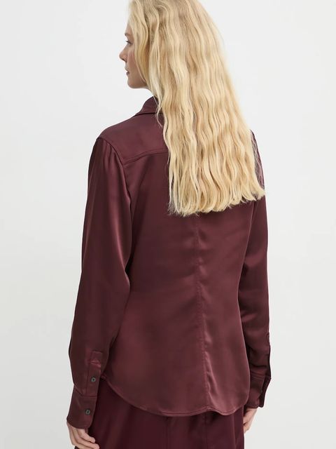 G-Star koszula damska kolor bordowy regular z kołnierzykiem klasycznym D25265-D414