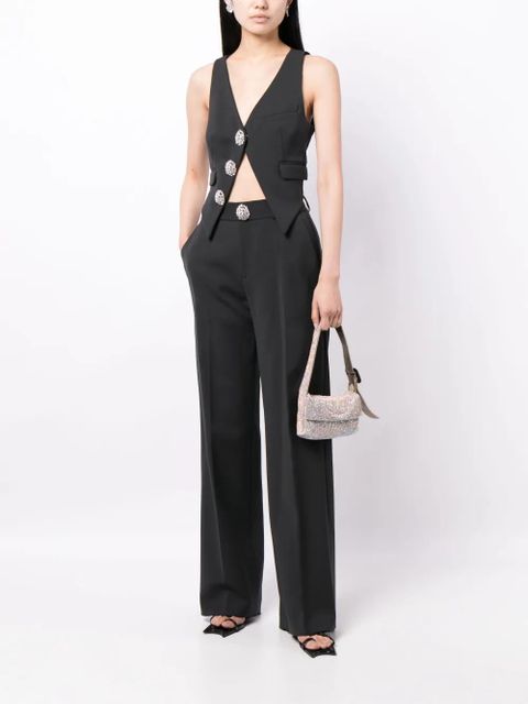 AREA crystal-embellished V-neck top - Black - zdjęcie produktu nr 2