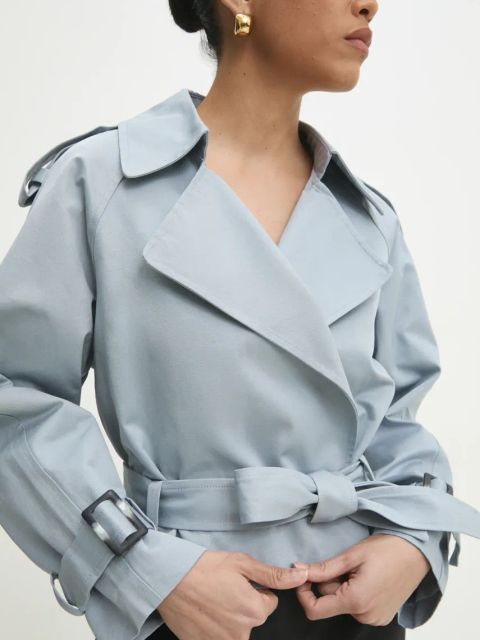 Answear.LAB trencz kolor niebieski przejściowa oversize