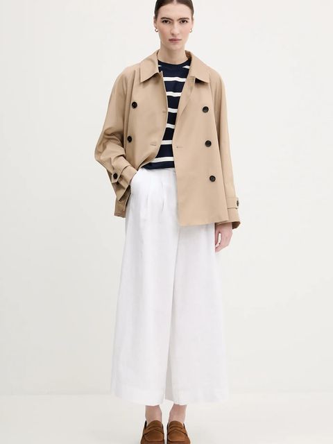 Tommy Hilfiger trencz bawełniany kolor beżowy przejściowy dwurzędowy WW0WW45618 - zdjęcie produktu nr 2