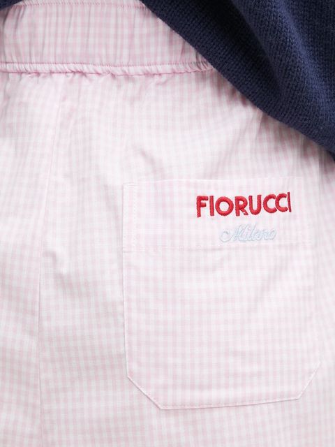 Fiorucci szorty bawełniane Gingham Logo damskie kolor różowy wzorzyste high waist W02SPBSH300CO01PN02