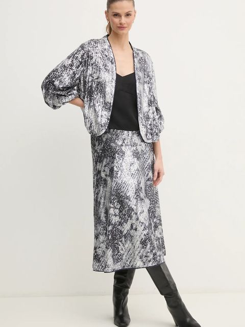 DIANE VON FURSTENBERG spódnica kolor srebrny midi rozkloszowana DVFKM4S004 - zdjęcie produktu nr 2