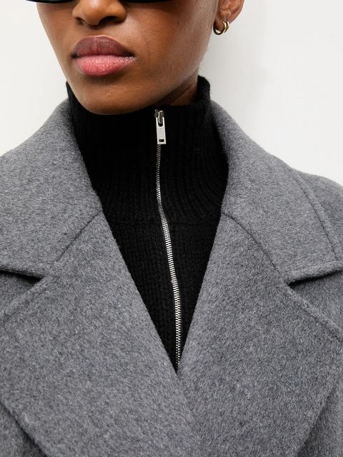 Answear Lab płaszcz wełniany kolor szary przejściowy dwurzędowy