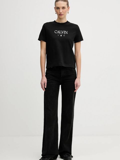 Calvin Klein Jeans t-shirt bawełniany damski kolor czarny LV047E813G