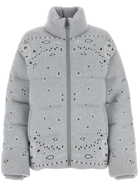 Alanui bandana-print zip-up down jacket - Grey - zdjęcie produktu nr 1