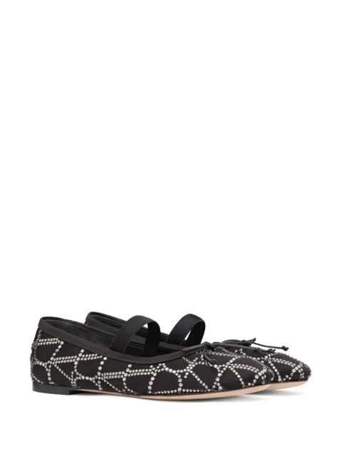 Valentino Garavani Toile Iconographe embellished ballerina shoes - Black