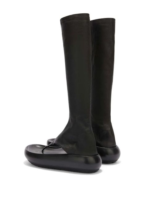 Jil Sander open-toe leather boots - Black