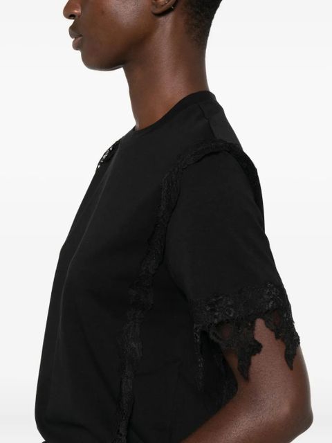Blumarine lace-trimmed short-sleeve top - Black