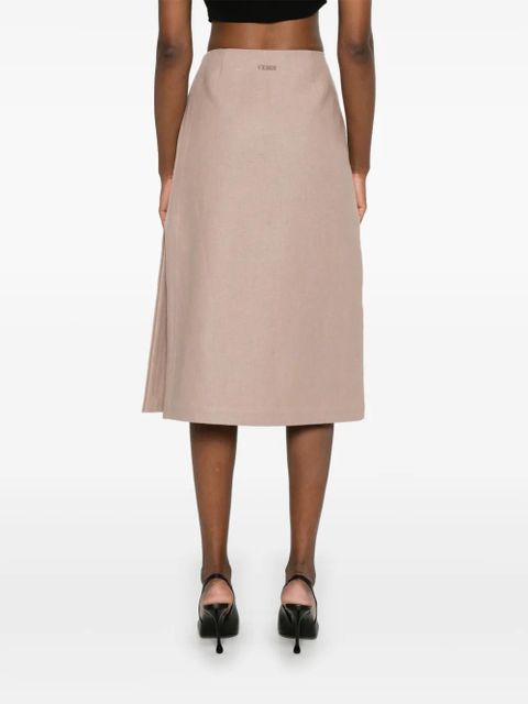 FENDI linen midi skirt - Brown