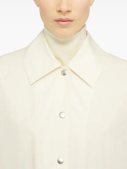 Jil Sander logo-print cotton shirt jacket - White
