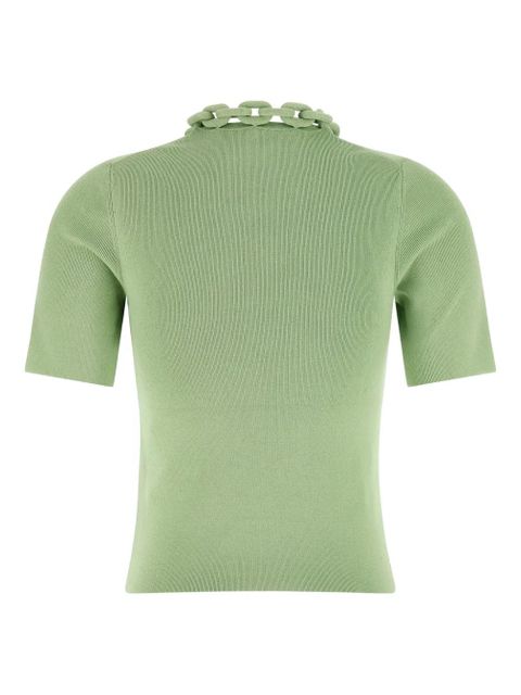 Rabanne embellished-collar ribbed T-shirt - Green - zdjęcie produktu nr 2