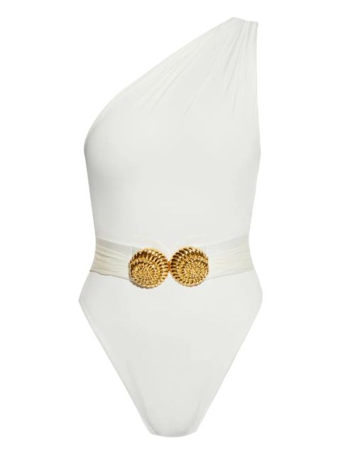 Balmain asymmetric swimsuit - White