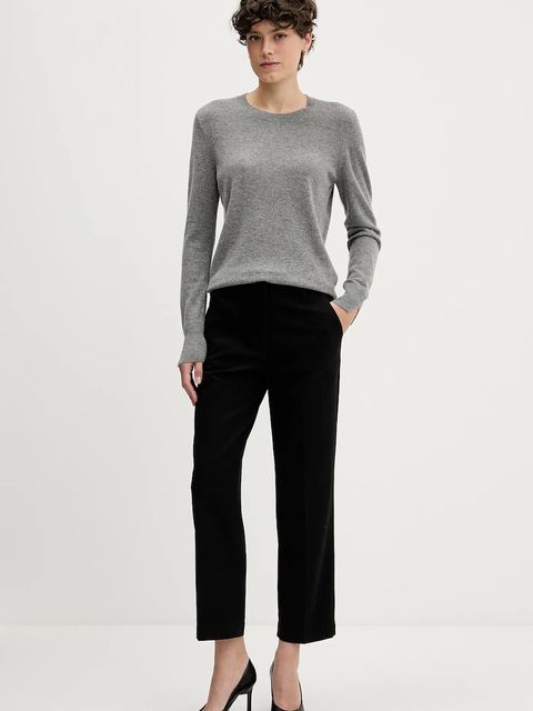 Sisley spodnie damskie kolor czarny proste high waist 4K2ZLF03V - zdjęcie produktu nr 2