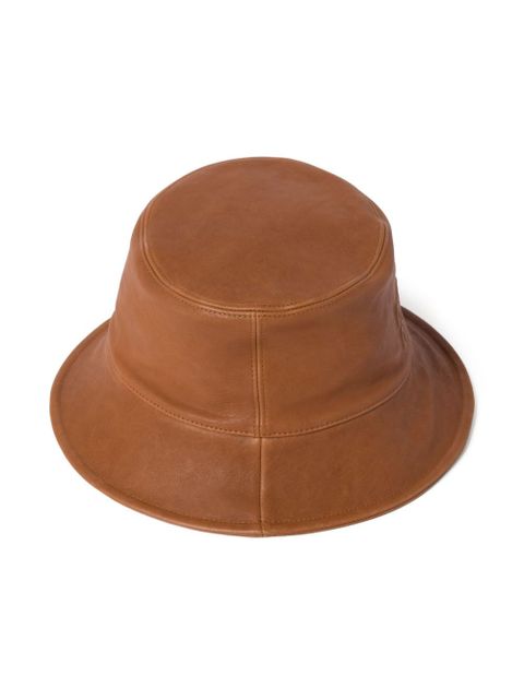 Miu Miu leather bucket hat - Brown - zdjęcie produktu nr 2