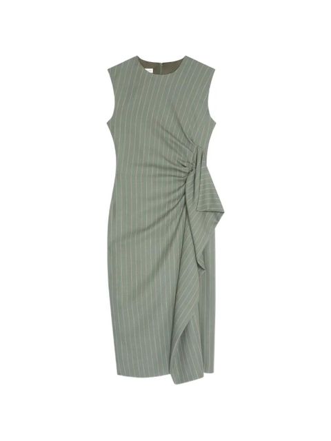 DRIES VAN NOTEN pinstripe ruffle midi dress - Green - zdjęcie produktu nr 1