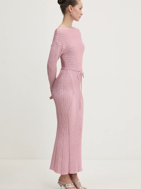 Never Fully Dressed sukienka kolor różowy maxi dopasowana NFDKN605