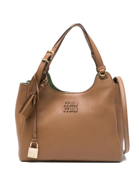 Miu Miu padlock-detail leather shoulder bag - Brown - zdjęcie produktu nr 1