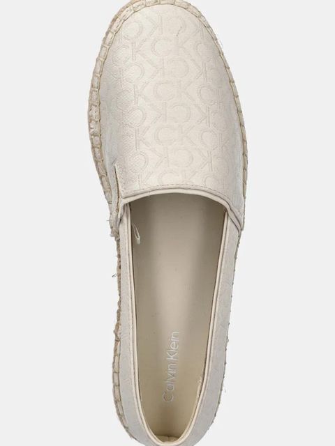 Calvin Klein espadryle FLAT ESPADRILLE - JACQ kolor beżowy HW0HW02467