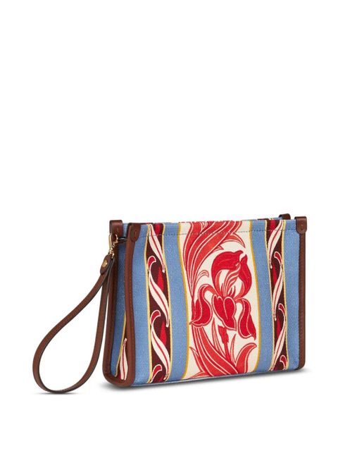 ETRO abstract-print canvas clutch bag - Blue