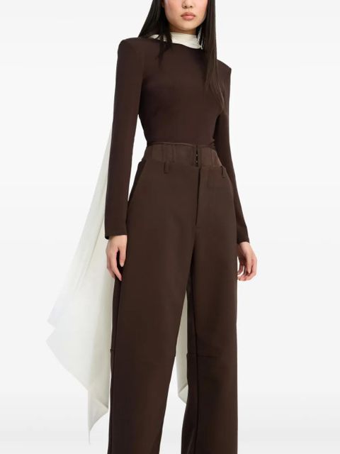 ROTATE BIRGER CHRISTENSEN long-sleeved scarf top - Brown