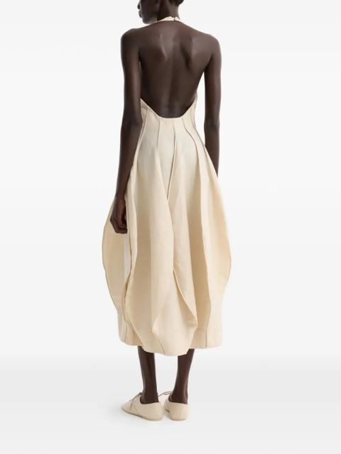 Róhe halter-neck pleated dress - Neutrals