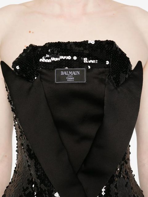 Balmain sequinned tailored mini dress - Black