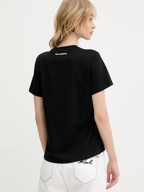 Karl Lagerfeld t-shirt bawełniany damski kolor czarny A3W17018 - zdjęcie produktu nr 2