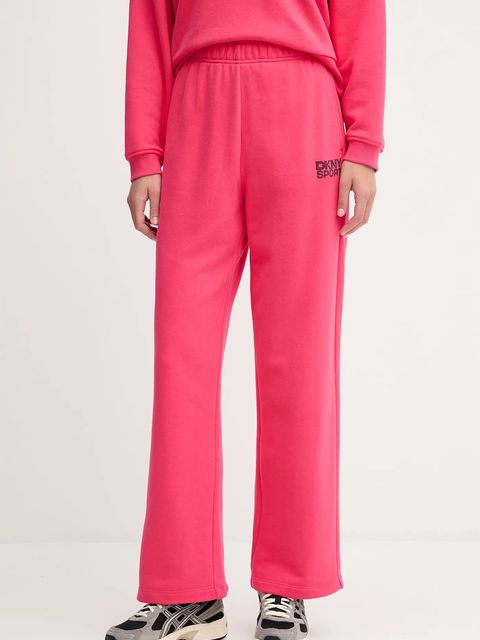 Dkny spodnie dresowe bawełniane damskie kolor różowy z aplikacją DP5P3650 - zdjęcie produktu nr 1