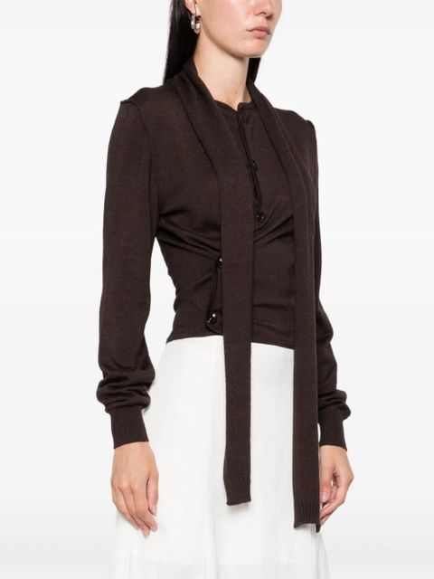 LEMAIRE tie-neck button-detail top - Brown