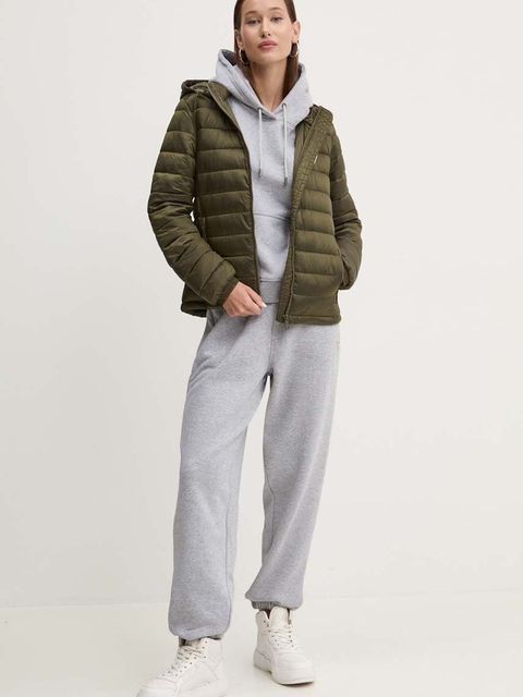 Guess Jeans bluza damska kolor szary z kapturem gładka W4YQ04 KC811