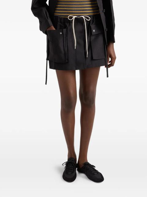Prada flap-pocket drawstring mini skirt - Black
