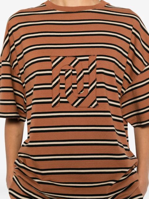 Nanushka Wren monogram-patch striped T-shirt - Brown - zdjęcie produktu nr 2