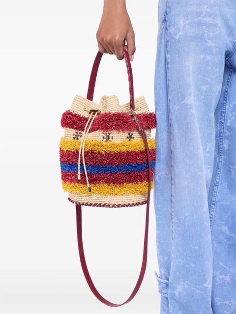 Rabanne woven striped bucket bag - Neutrals