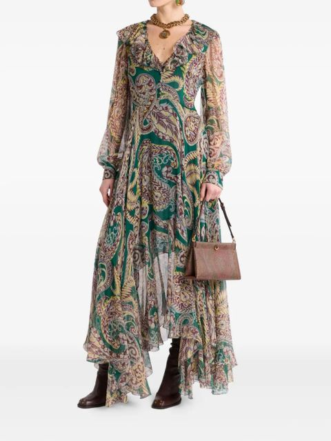 ETRO paisley ruffled maxi dress - Green