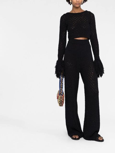 ROTATE BIRGER CHRISTENSEN open-back fringed crop top - Black - zdjęcie produktu nr 2