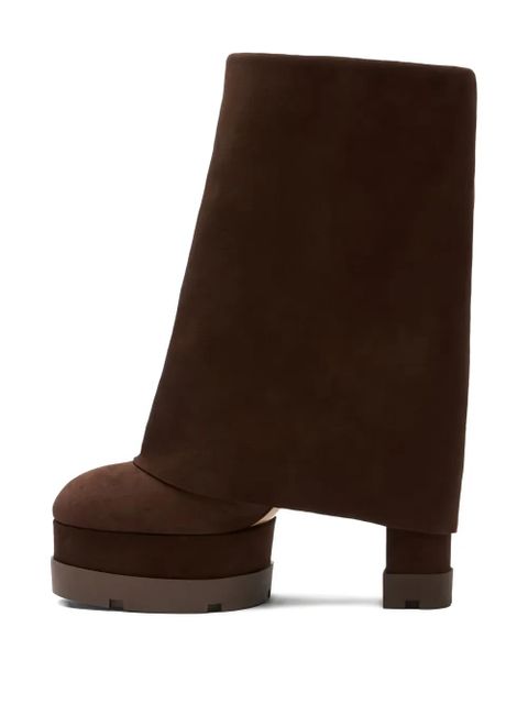 Casadei fold-over platform boots - Brown