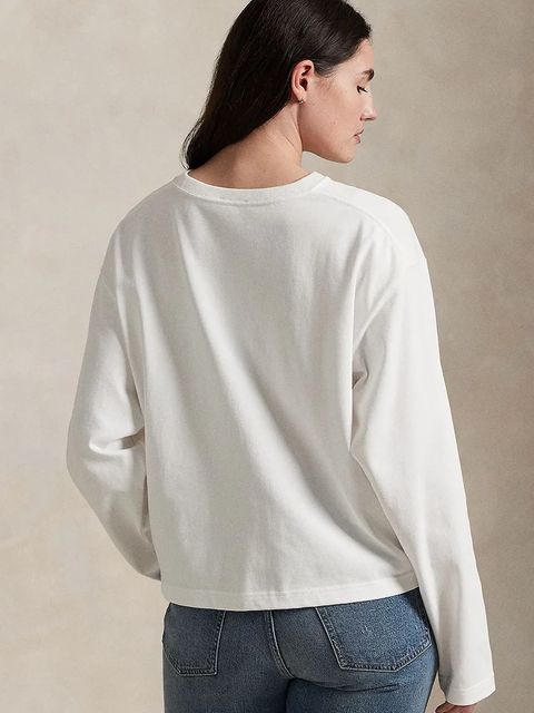 Polo Ralph Lauren longsleeve bawełniany kolor biały 211967107 - zdjęcie produktu nr 2