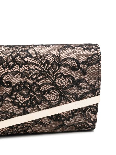 Jimmy Choo Emmie lace chain clutch bag - Black