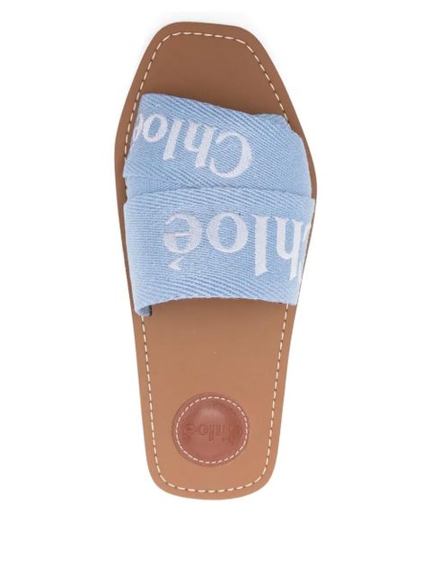 Chloé logo-detail flat slides - Blue