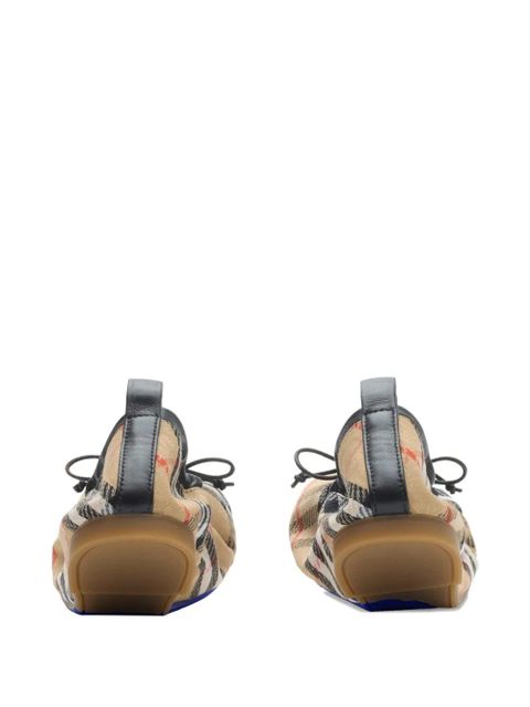 Burberry check bow ballerinas - Neutrals