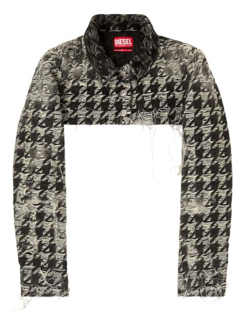 Diesel houndstooth-weave denim shrug - Black - zdjęcie produktu nr 1