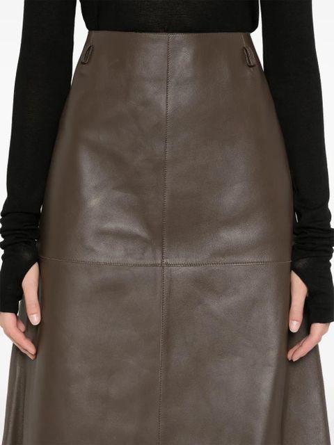TOTEME leather midi skirt - Brown
