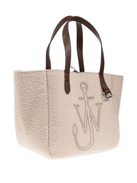 JW Anderson logo-embroidered tote bag - Neutrals