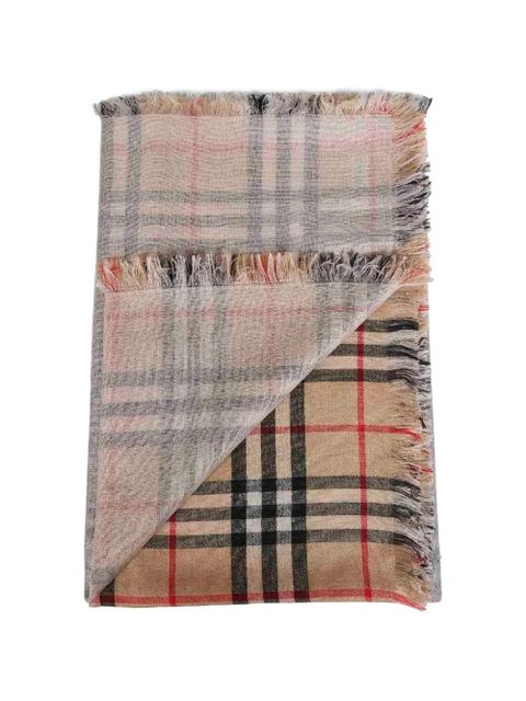 Burberry fringed checked scarf - Neutrals - zdjęcie produktu nr 1