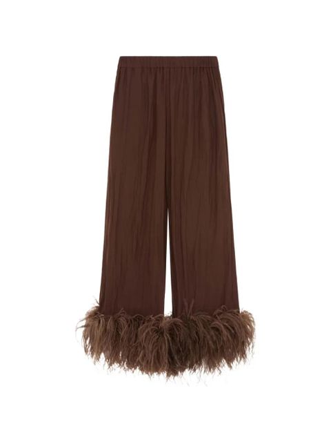 16Arlington Joelle feather-trim trousers - Brown - zdjęcie produktu nr 1